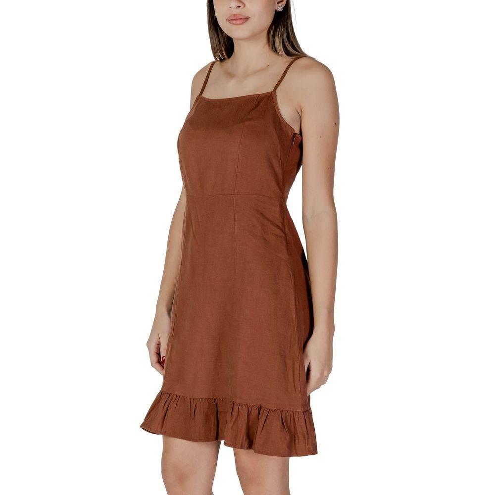 B.Young Brown Linen Dress - Hilstor