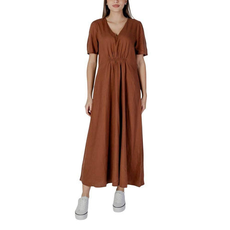 B.Young Brown Linen Dress - Hilstor