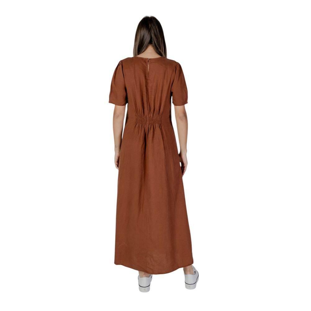 B.Young Brown Linen Dress - Hilstor