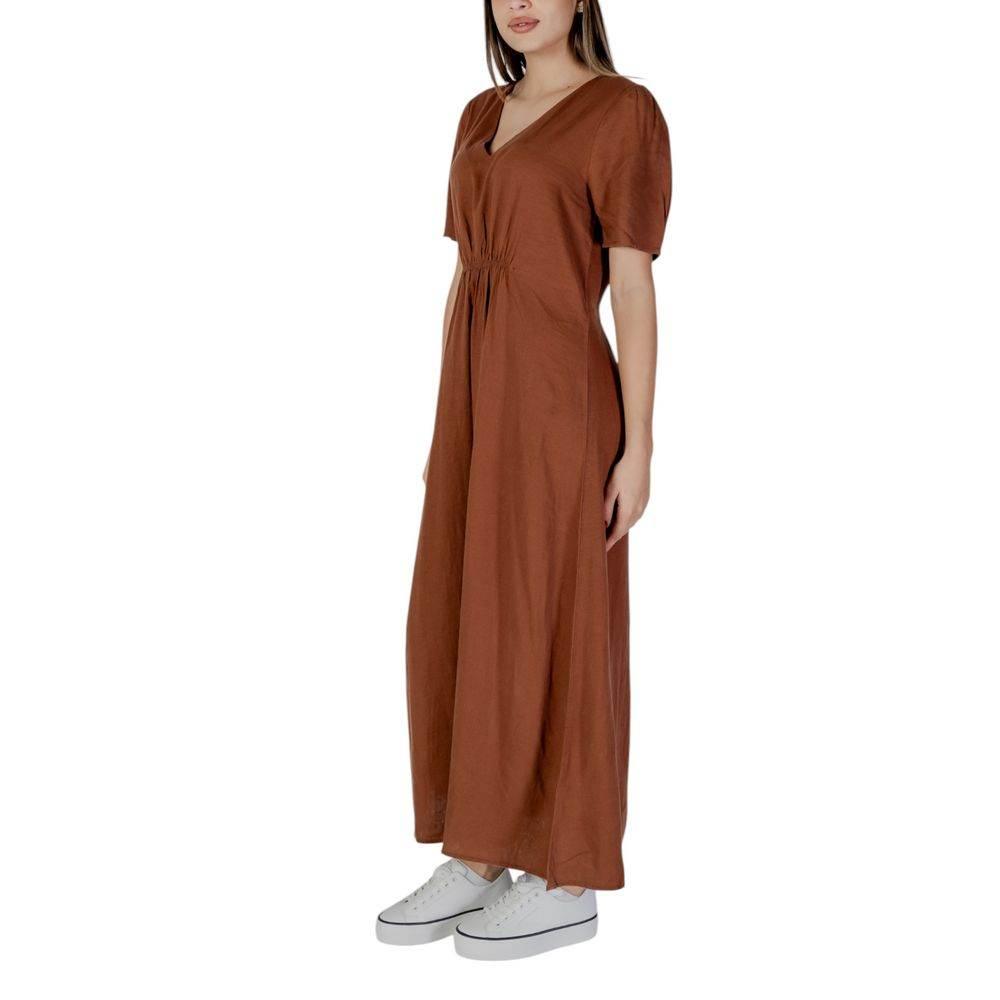 B.Young Brown Linen Dress - Hilstor