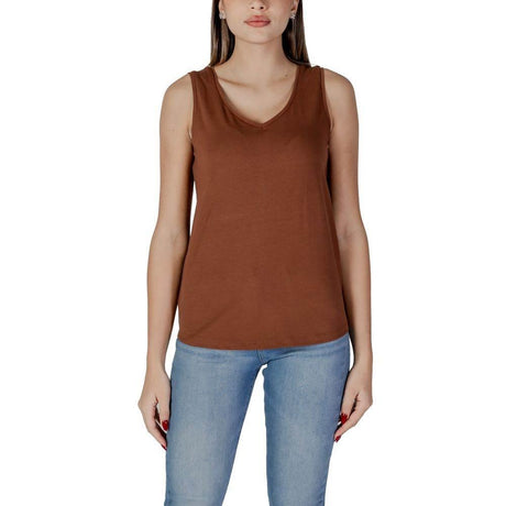 B.Young Brown Cotton Tops & T-Shirt - Hilstor