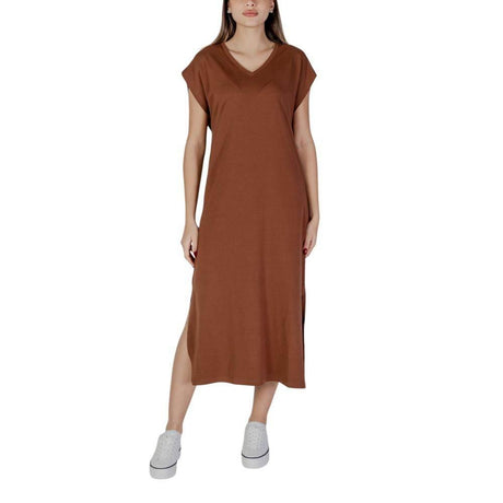 B.Young Brown Cotton Dress - Hilstor