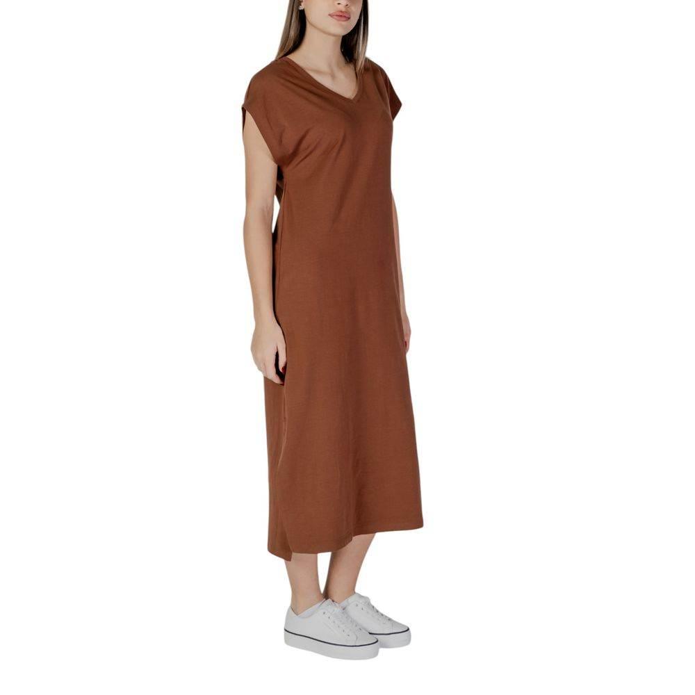 B.Young Brown Cotton Dress - Hilstor