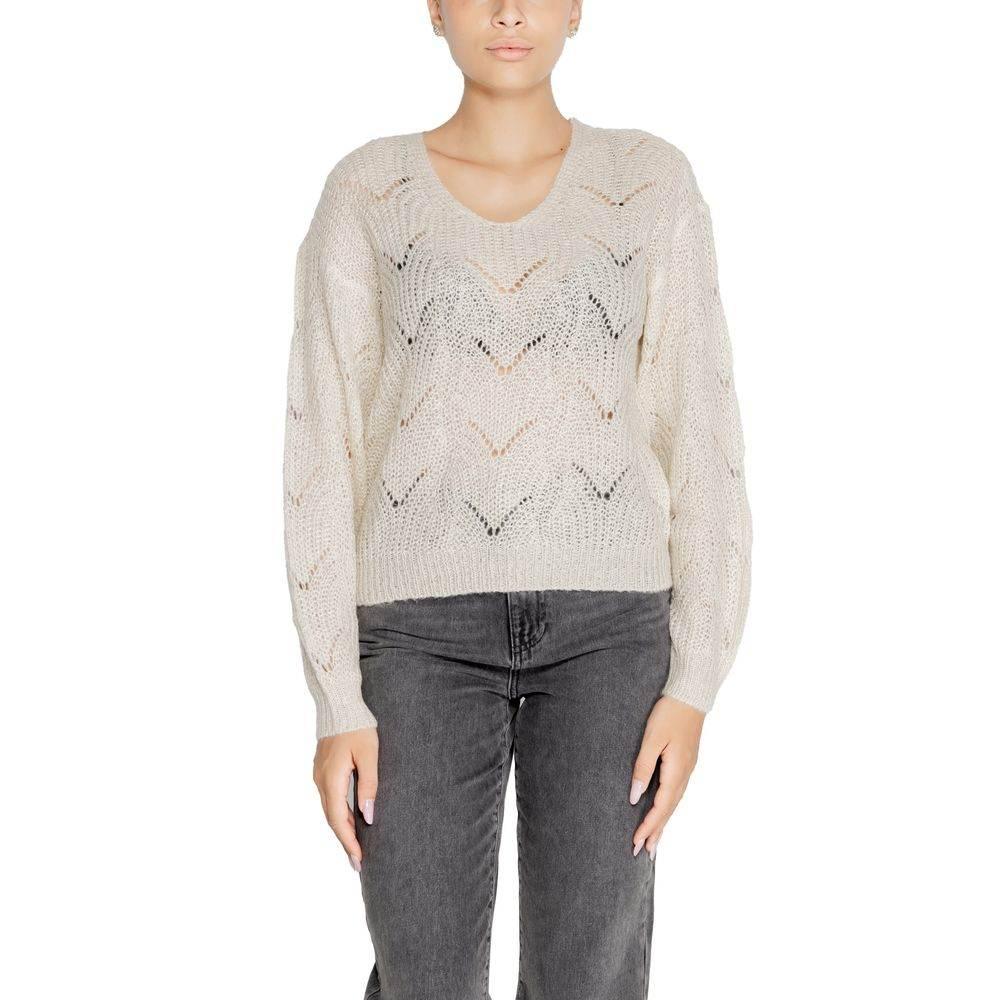 Jacqueline De Yong Cream Marabou Sweater - Hilstor