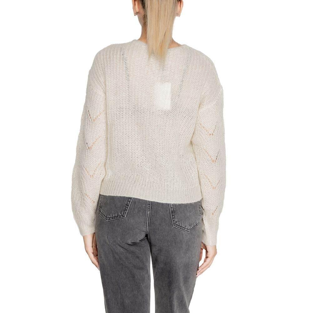 Jacqueline De Yong Cream Marabou Sweater - Hilstor