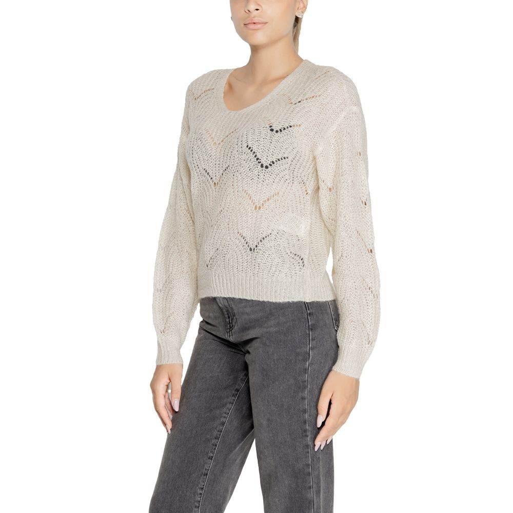Jacqueline De Yong Cream Marabou Sweater - Hilstor
