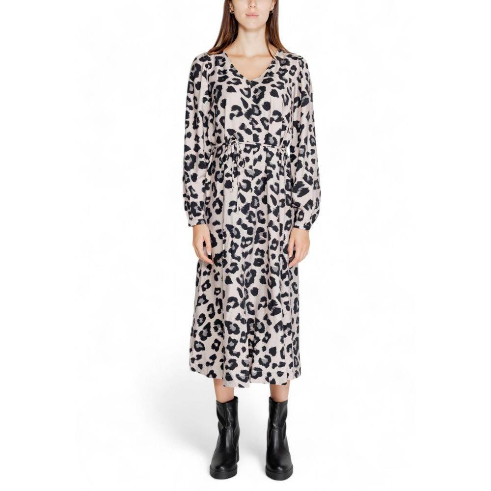 Jacqueline De Yong Gray Viscose Dress - Hilstor