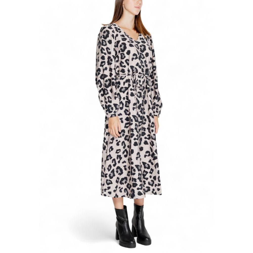 Jacqueline De Yong Gray Viscose Dress - Hilstor