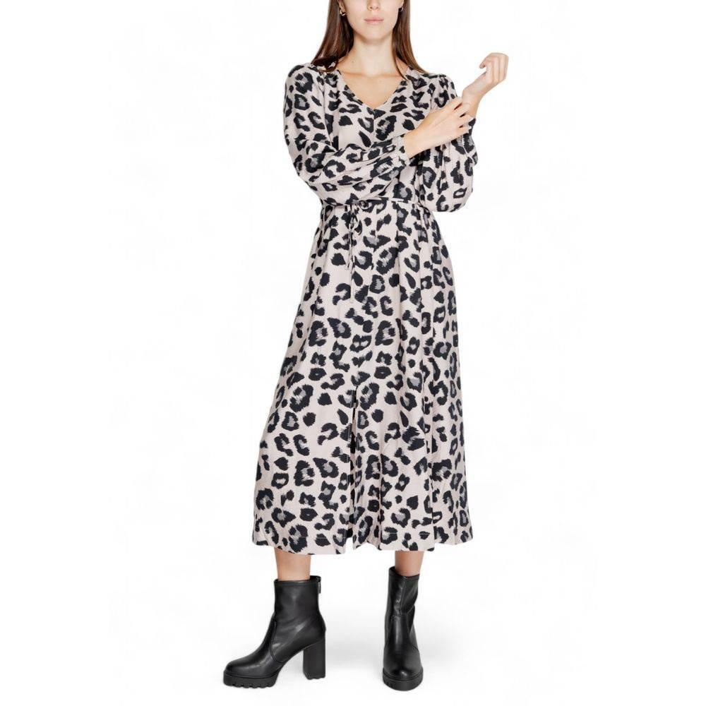 Jacqueline De Yong Gray Viscose Dress - Hilstor