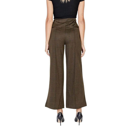 ICHI Green Polyester Pant - Hilstor