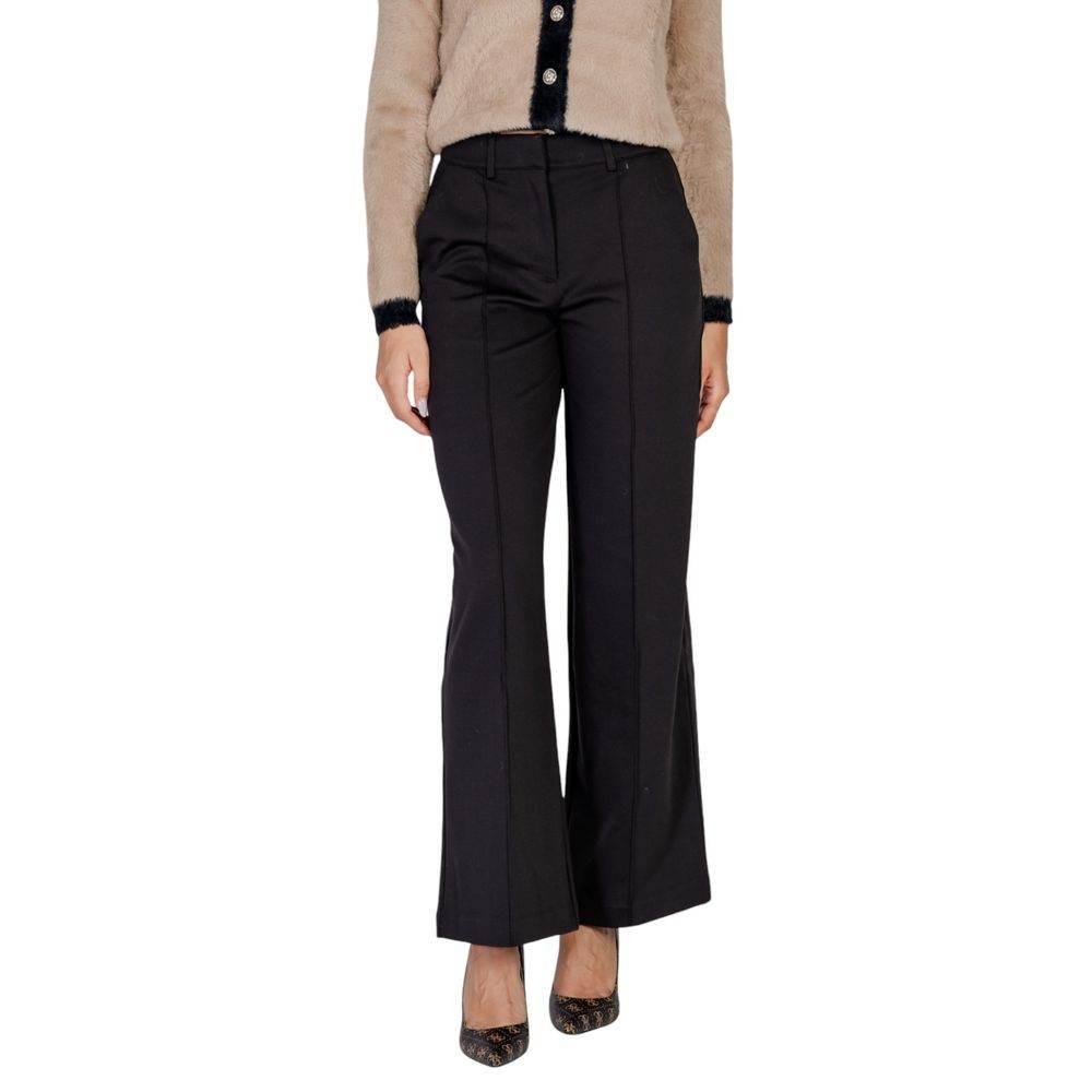 ICHI Black Polyester Pant - Hilstor