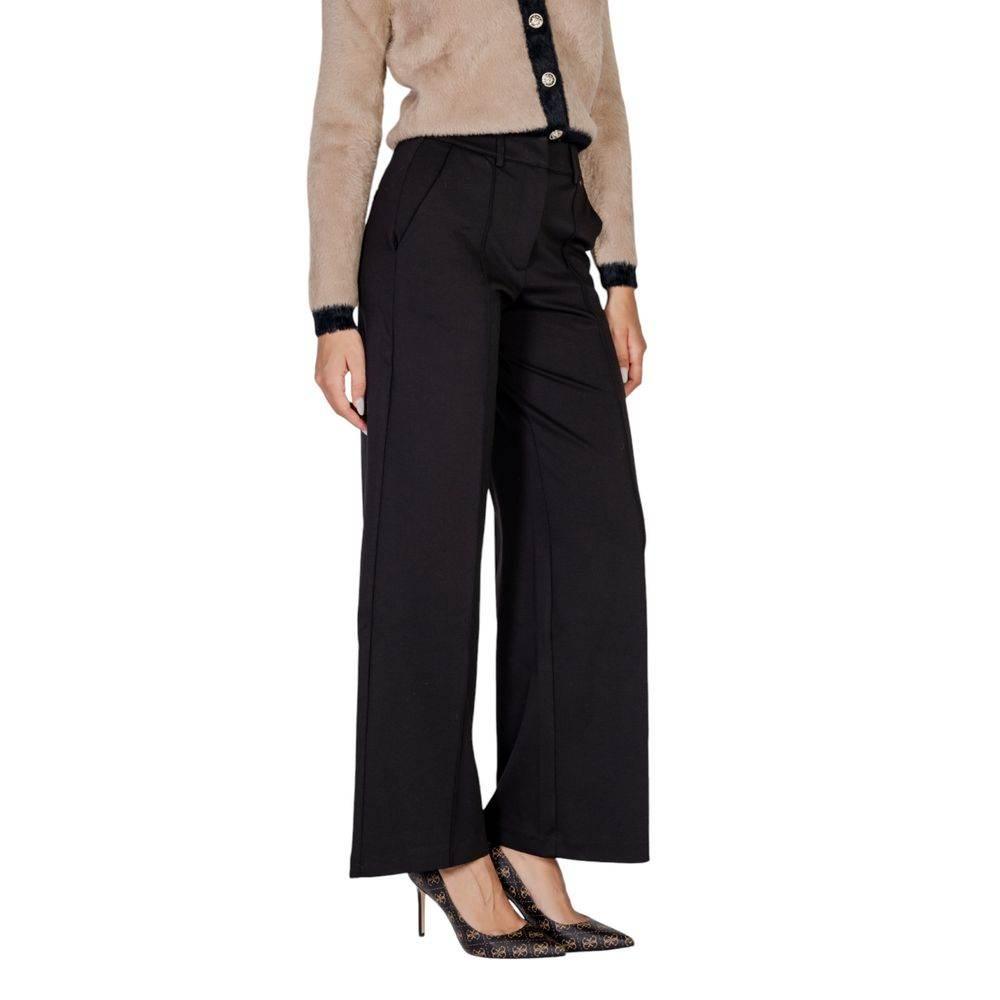 ICHI Black Polyester Pant - Hilstor