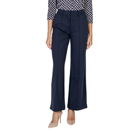 ICHI Blue Polyester Pant - Hilstor