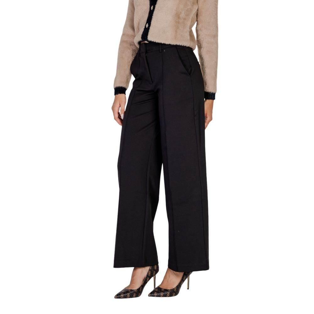 ICHI Black Polyester Pant - Hilstor