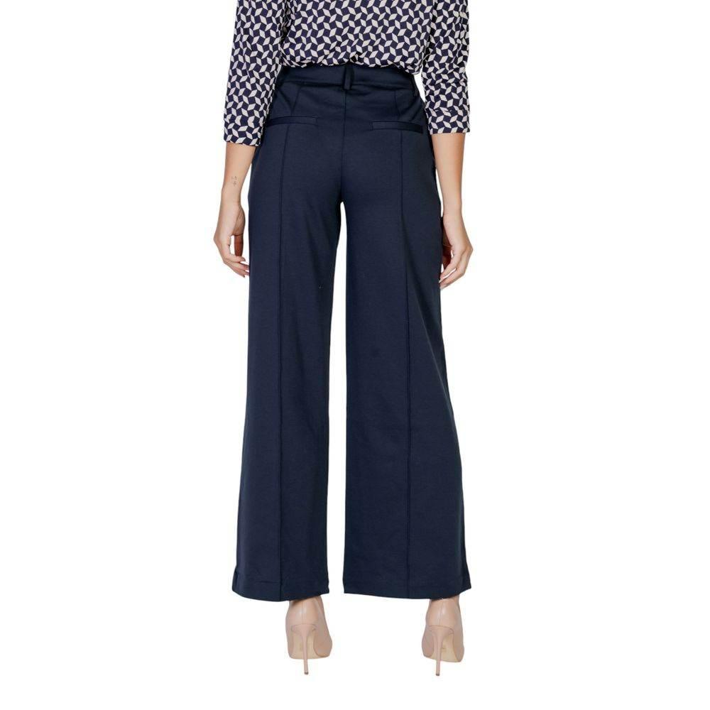 ICHI Blue Polyester Pant - Hilstor