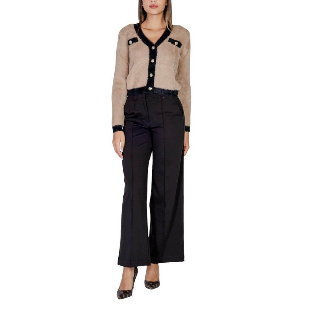 ICHI Black Polyester Pant - Hilstor
