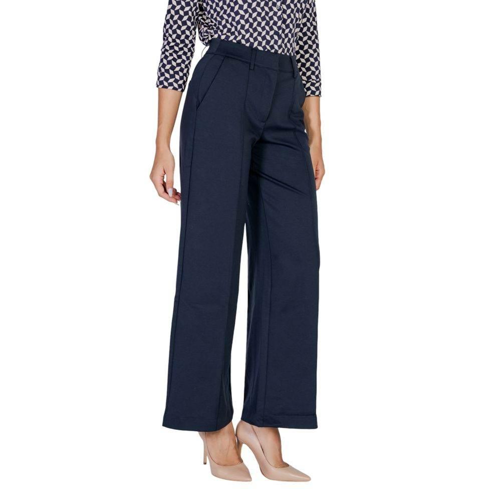 ICHI Blue Polyester Pant - Hilstor