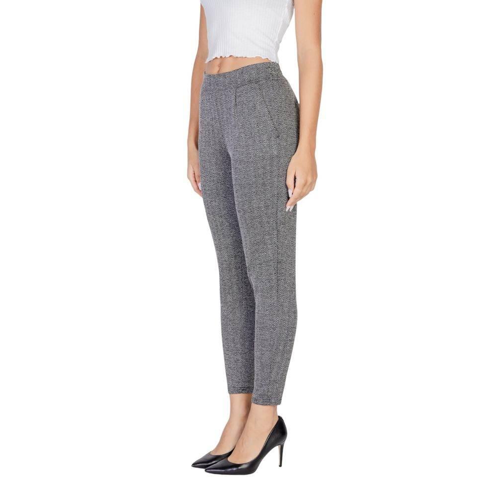 ICHI Black Polyester Skinny Pant - Hilstor