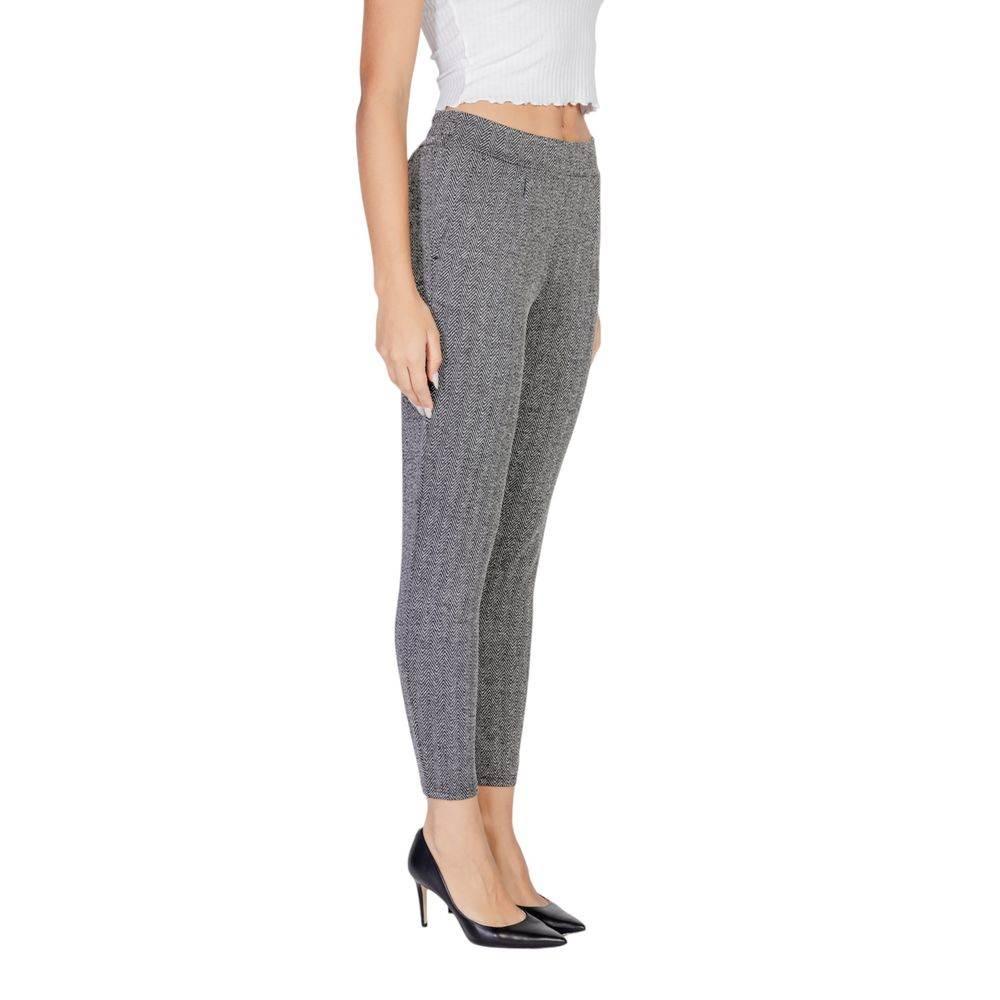 ICHI Black Polyester Skinny Pant - Hilstor