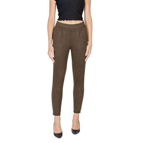 ICHI Green Polyester Skinny Pant - Hilstor