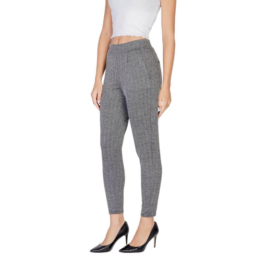 ICHI Black Polyester Skinny Pant - Hilstor