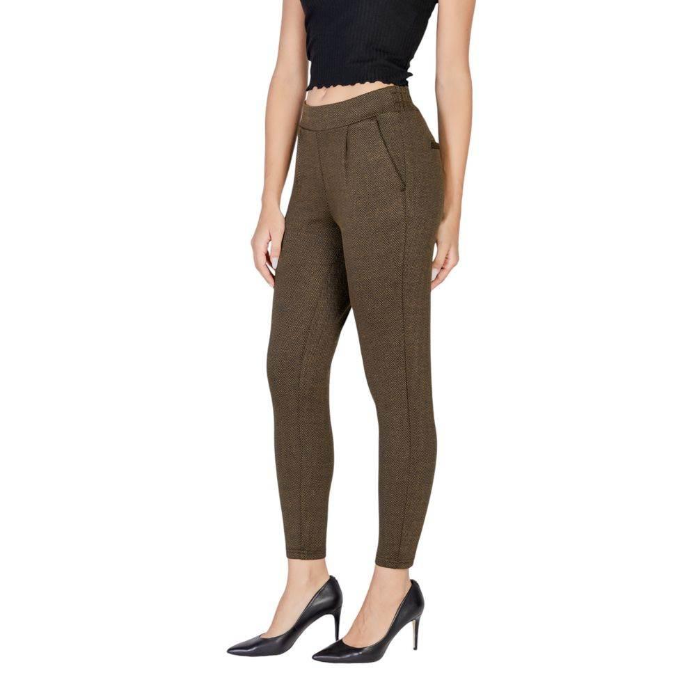 ICHI Green Polyester Skinny Pant - Hilstor