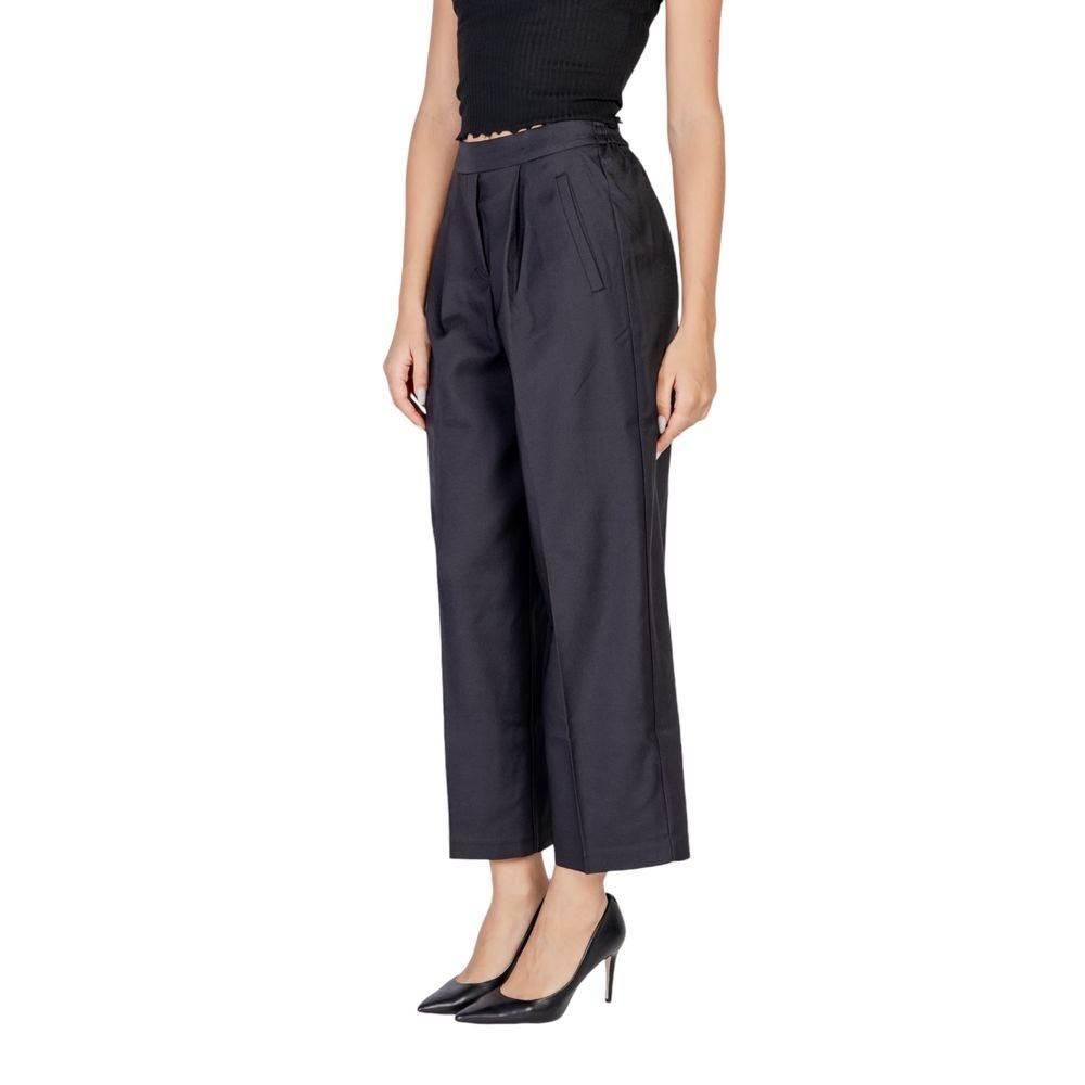 ICHI Black Polyester Pant - Hilstor