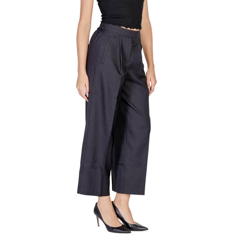 ICHI Black Polyester Pant - Hilstor