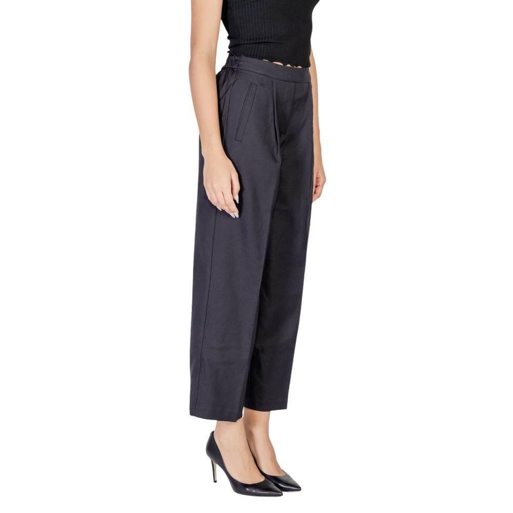 ICHI Black Polyester Pant - Hilstor