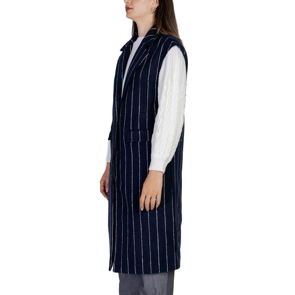 ICHI Blue Polyester Jackets & Coat - Hilstor