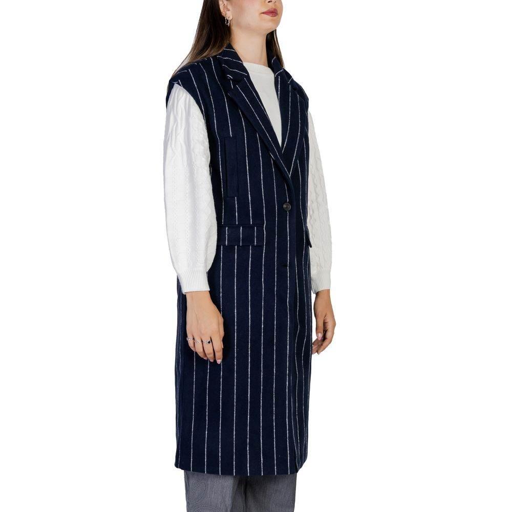ICHI Blue Polyester Jackets & Coat - Hilstor