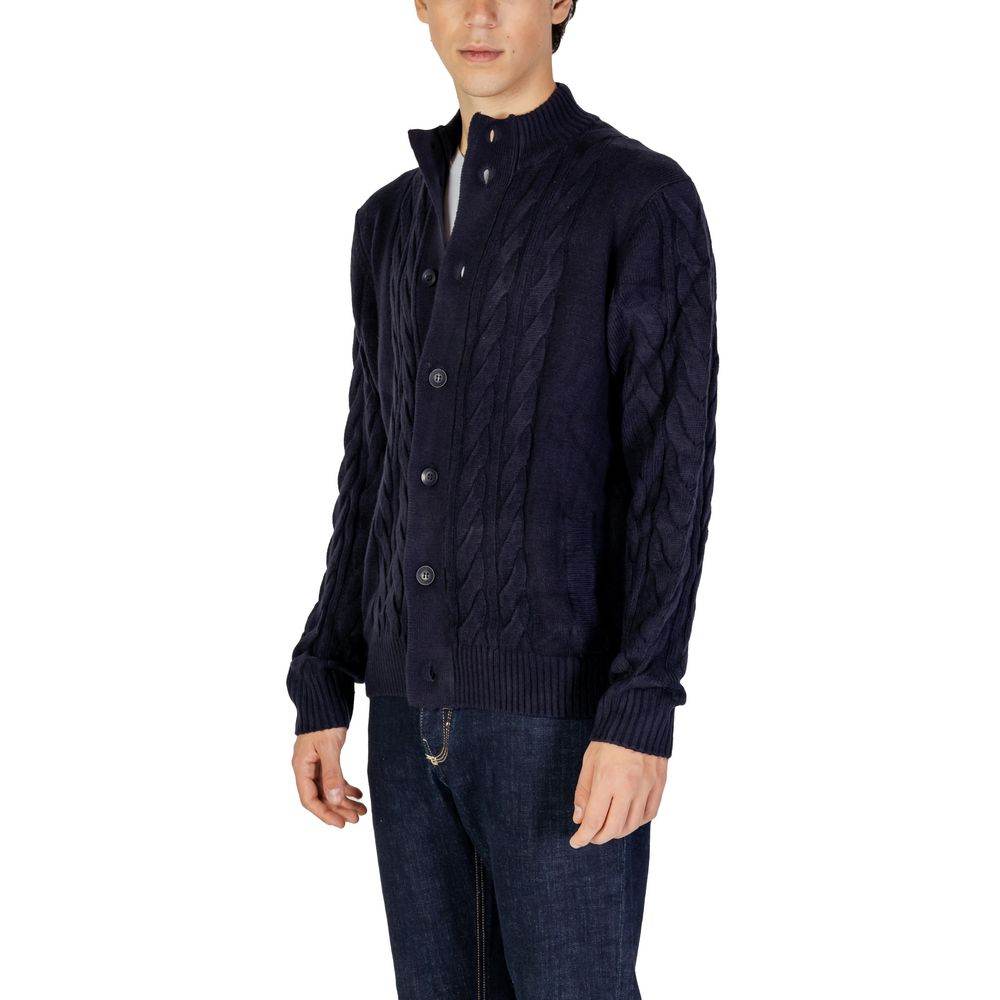 Hamaki-Ho Blue Acrylic Cardigan - Hilstor