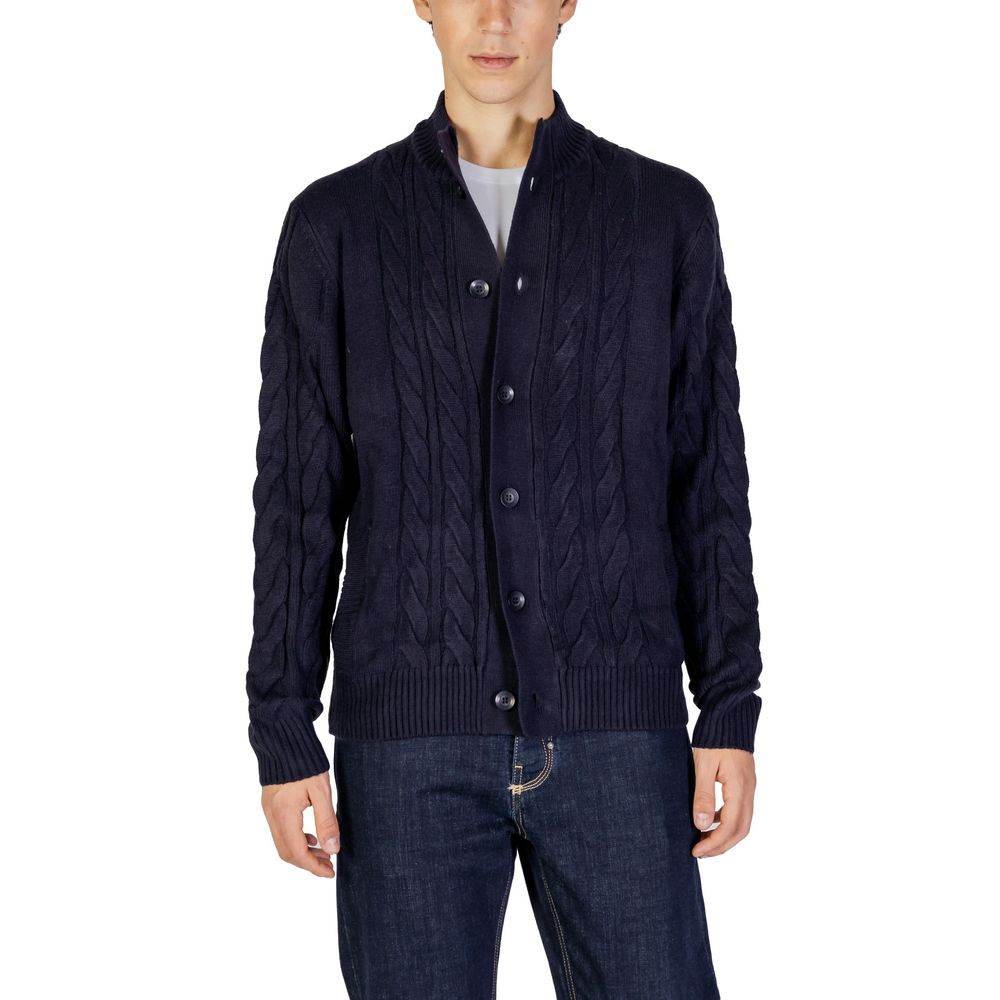 Hamaki-Ho Blue Acrylic Cardigan - Hilstor