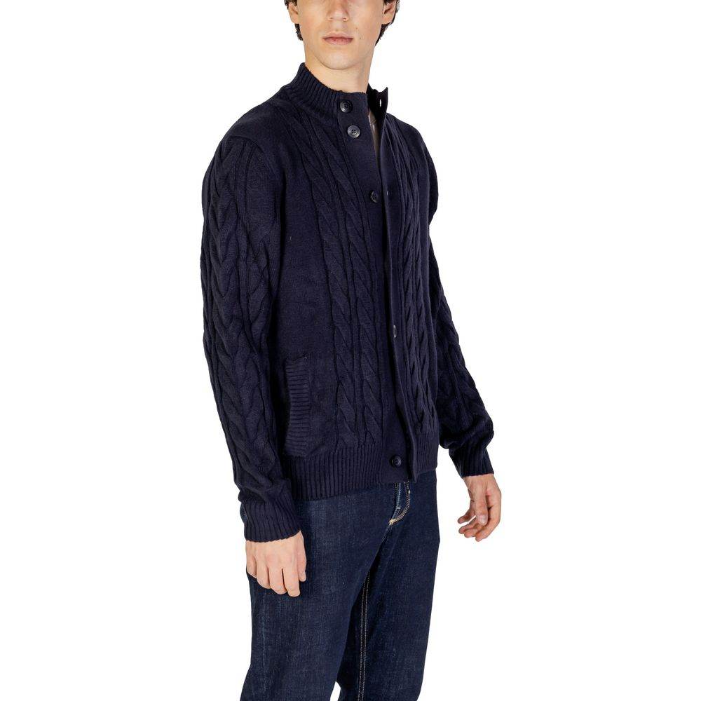 Hamaki-Ho Blue Acrylic Cardigan - Hilstor