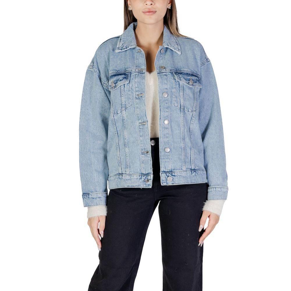 Vero Moda Light Blue Cotton Jackets & Coat - Hilstor
