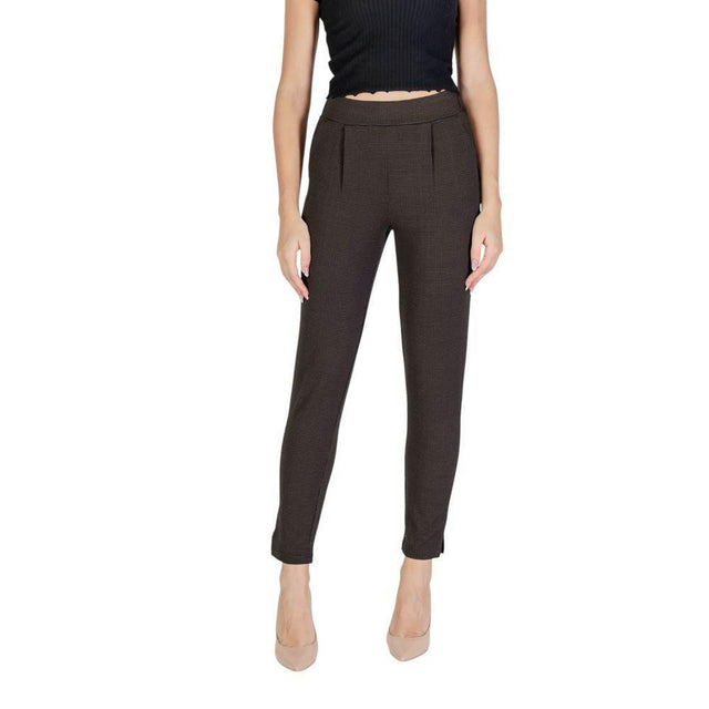 ICHI Brown Polyester Pant - Hilstor