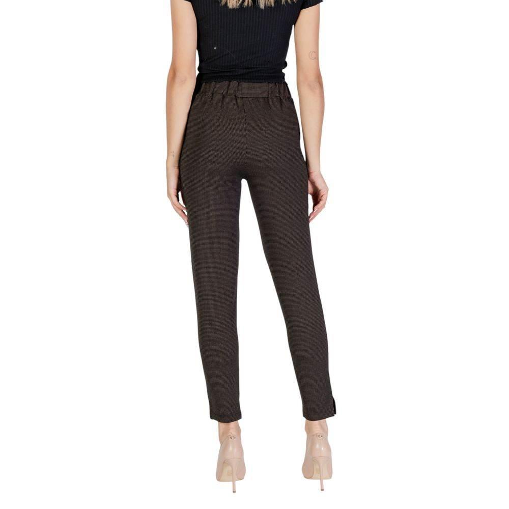 ICHI Brown Polyester Pant - Hilstor