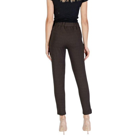 ICHI Brown Polyester Pant - Hilstor