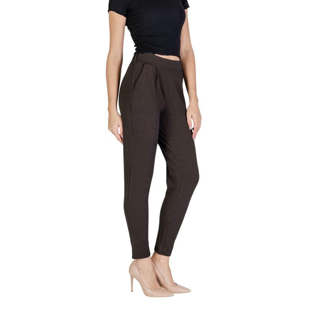ICHI Brown Polyester Pant - Hilstor