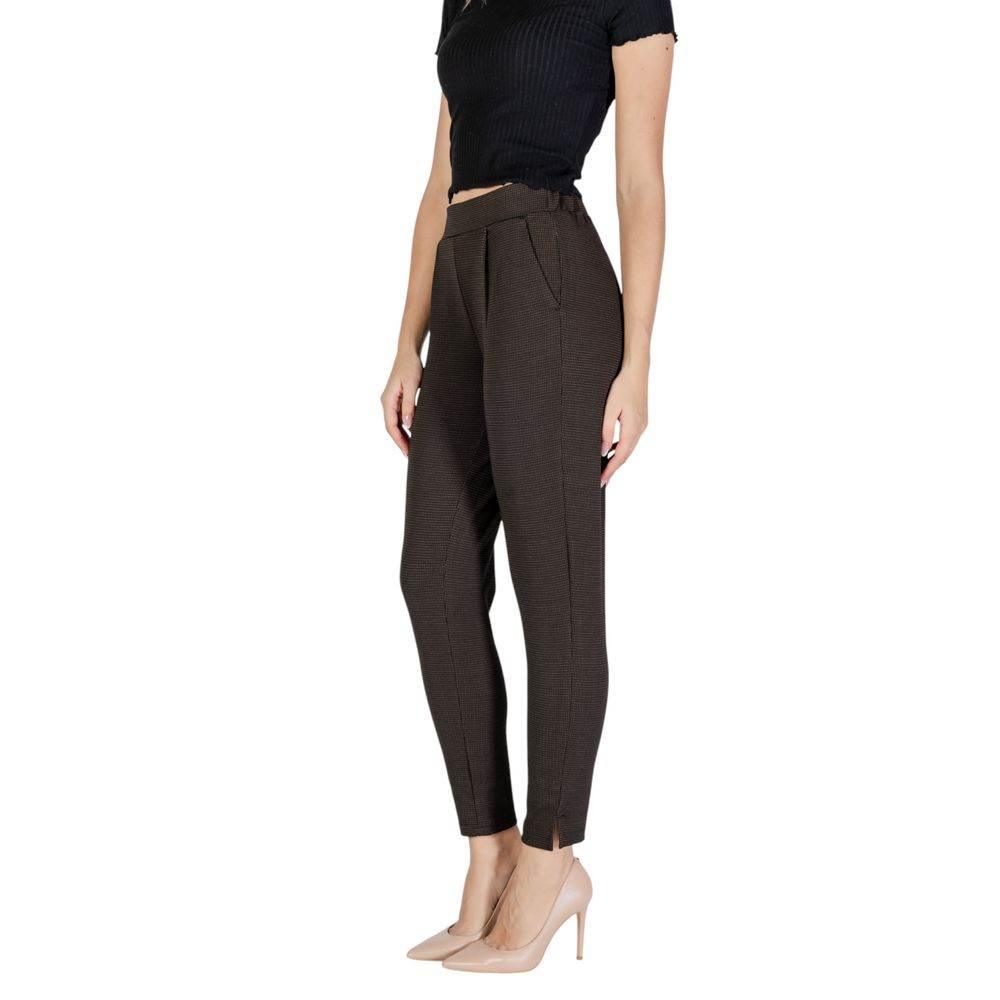 ICHI Brown Polyester Pant - Hilstor