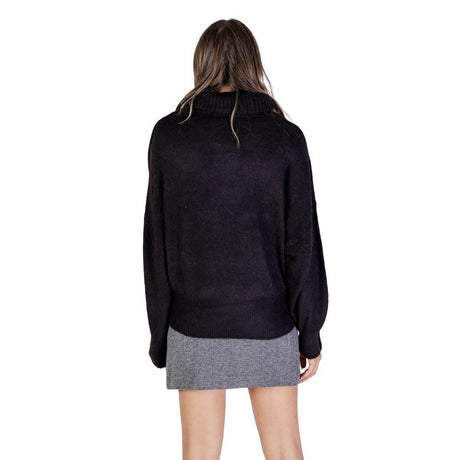 ICHI Black Marabou Turtleneck - Hilstor