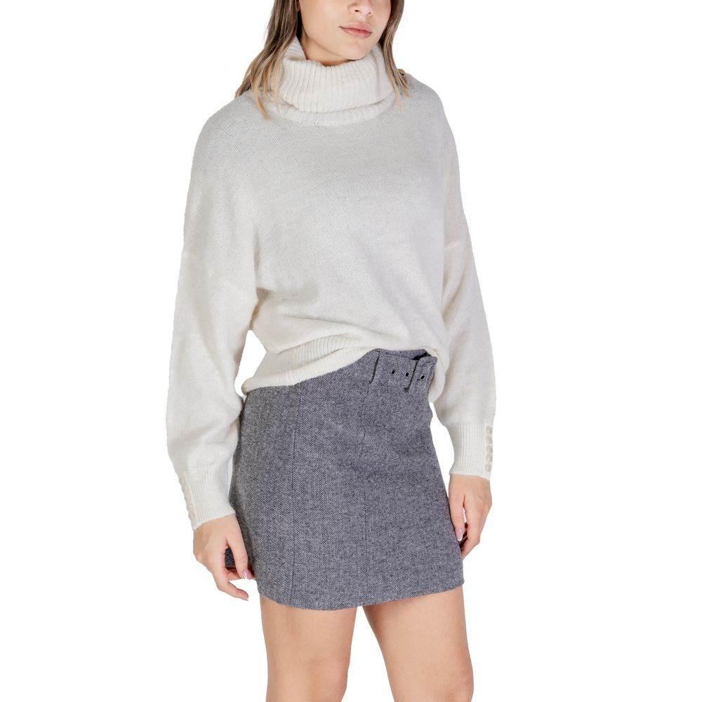 ICHI Cream Marabou Turtleneck - Hilstor