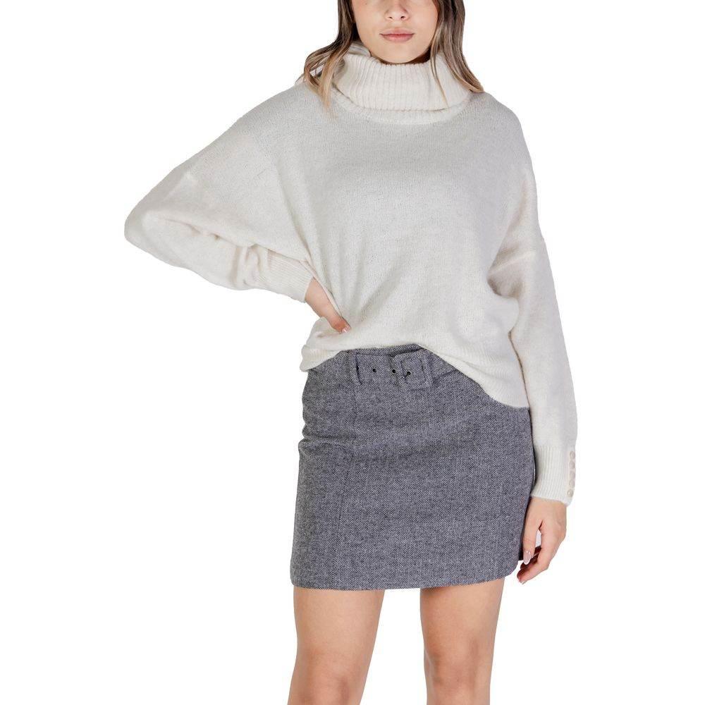 ICHI Cream Marabou Turtleneck - Hilstor
