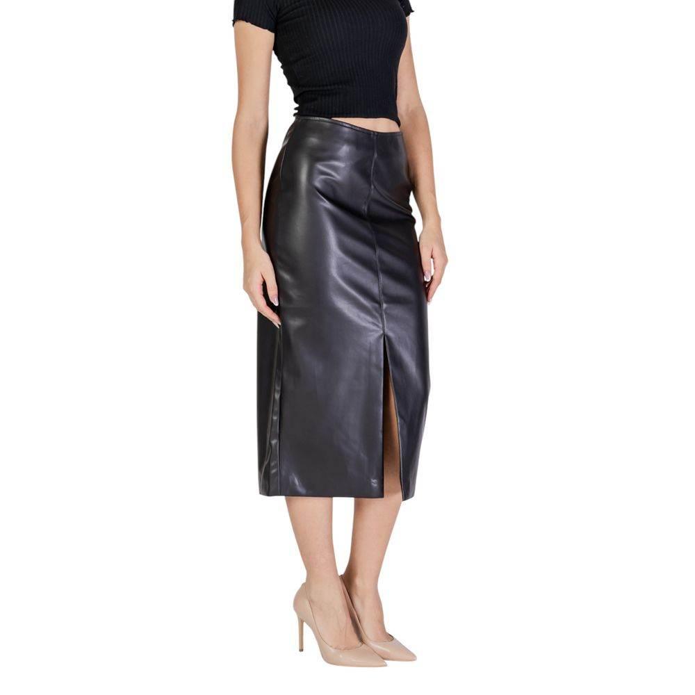 ICHI Black Polyester Skirt - Hilstor