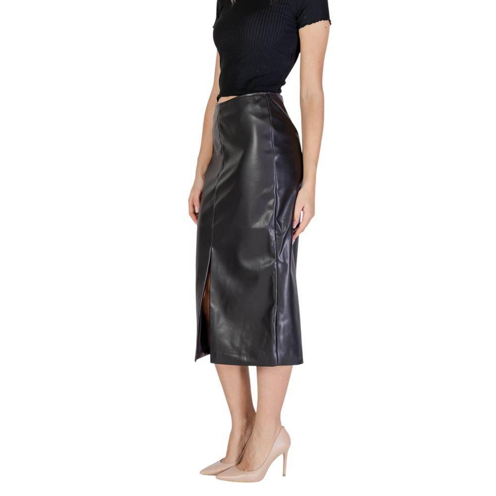 ICHI Black Polyester Skirt - Hilstor