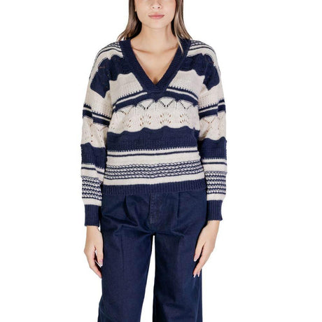 ICHI Blue Recycled Polyester Sweater - Hilstor
