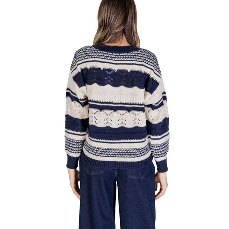 ICHI Blue Recycled Polyester Sweater - Hilstor