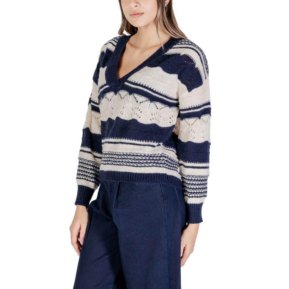 ICHI Blue Recycled Polyester Sweater - Hilstor