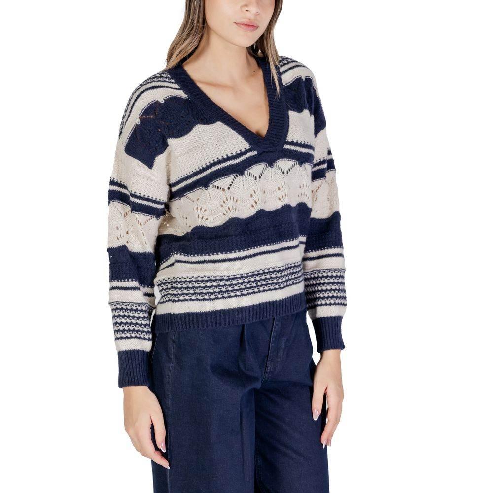 ICHI Blue Recycled Polyester Sweater - Hilstor
