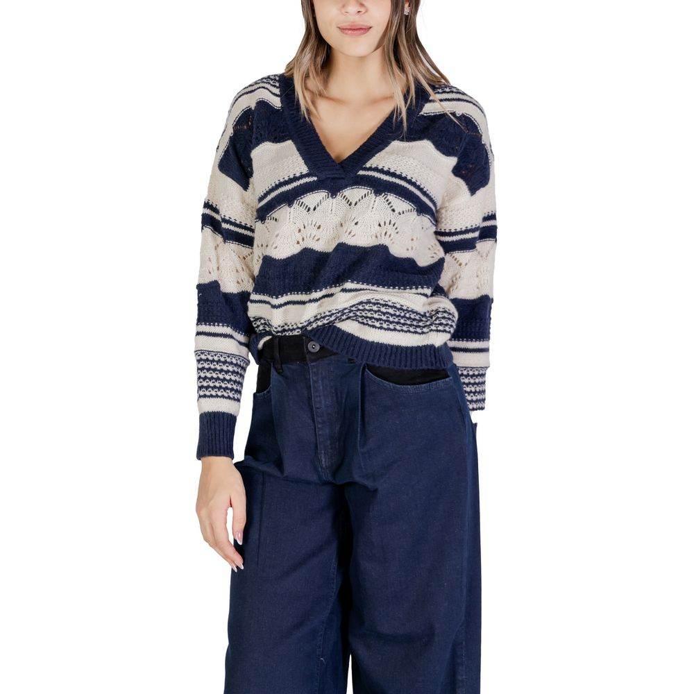 ICHI Blue Recycled Polyester Sweater - Hilstor